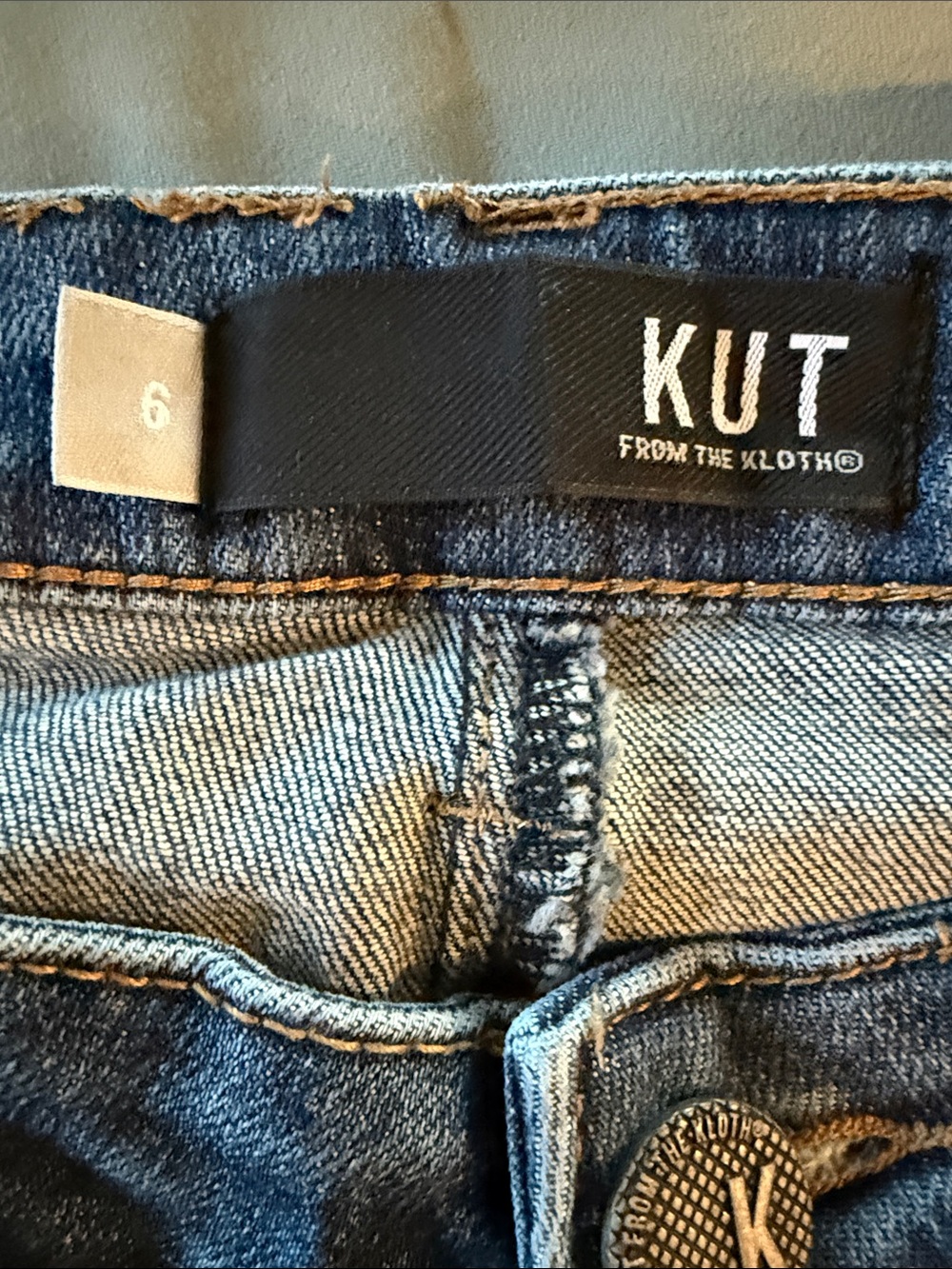 Kut from the Kloth Cropped Distressed Medium Blue Jeans - Picture 3 of 3